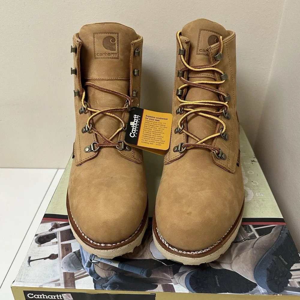 Carhartt Leather Slip Resistant Soft Toe Wedge Work Boot Style 3915 Size 12EE